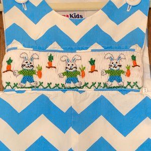 Smocked Easter Spring Bunny Rabbit Shortall Jon Jon